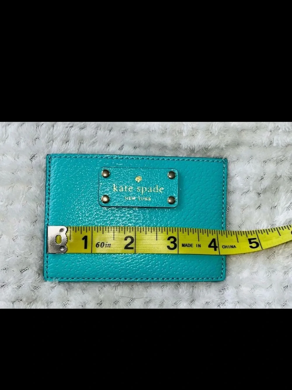 KATE SPADE Turquoise Robin's Egg Blue Pebbled Leather Card Case